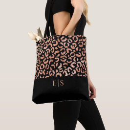 Monogram Chic Leopard Animal Print Canvas tas