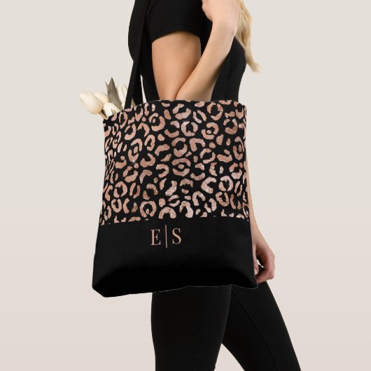 Monogram Chic Leopard Animal Print Canvas tas (Dichtbij)