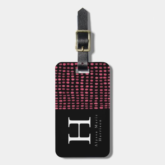 Monogram Chic Modern Black en Roze Bagagelabel (Voorkant verticaal)