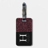 Monogram Chic Modern Black en Roze Bagagelabel (Achterkant verticaal)
