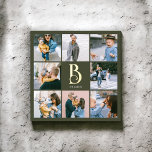 Monogram Chic Multi Foto Boho Green Folie Afdrukken<br><div class="desc">Voeg een vleugje elegantie toe aan uw interieur met onze gepersonaliseerde vierkante folie kunstprint. Dit prachtige stuk is voorzien van een fotocollage van 6 vierkante foto's, perfect ingericht om uw favoriete herinneringen te laten zien. In het midden van de afdruk personaliseert u uw monogram in een decoratief lettertype, weergegeven in...</div>