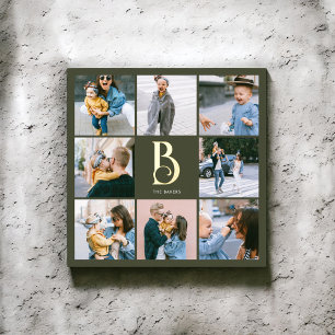 Monogram Chic Multi Foto Boho Green Folie Afdrukken