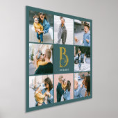 Monogram Chic Multi Photo Blauwgroen Folie Afdrukken (Laagn)