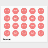 Monogram Chic Retro Bright Coral Pink Wedding Ronde Sticker (Vel)