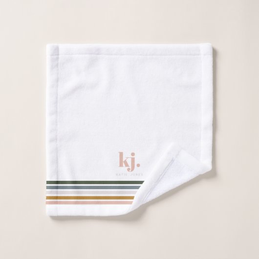 Monogram Chic Retro Stripes Bad Handdoek (Wasdoekje)