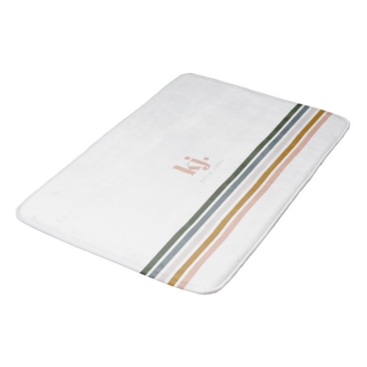 Monogram Chic Retro Stripes Badmat (Gekanteld)