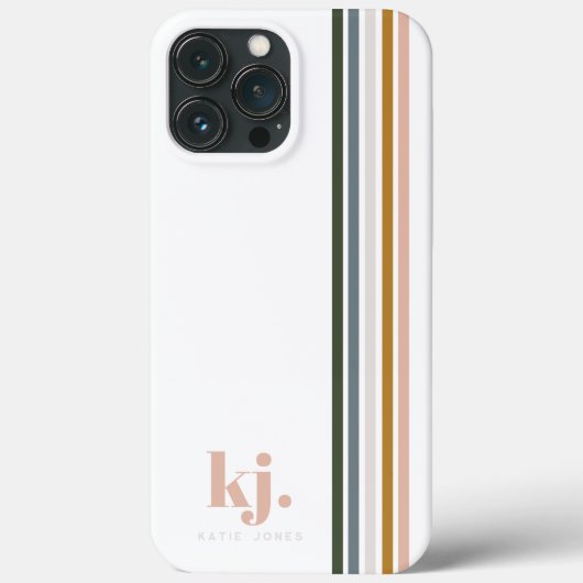 Monogram Chic Retro Stripes Case-Mate iPhone Case (Achterkant)