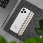 Monogram Chic Retro Stripes Case-Mate iPhone Case<br><div class="desc">Een minimalistisch monogram met grote typografie-initialen in een klassiek lettertype met jouw naam hieronder en kleurrijke strips voor de rode regenboog. De gevallen van de telefoon bieden een kans om uw persoonlijkheid te laten schijnen. Uw telefoongeval kan worden geselecteerd om van uw groot gevoel van de mode te shows, mensen...</div>