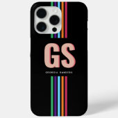 Monogram Chic Retro Stripes Case-Mate iPhone Case (Achterkant)