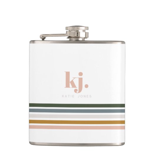 Monogram Chic Retro Stripes Heupfles (Voorkant)