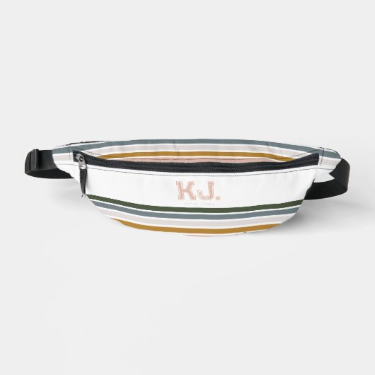 Monogram Chic Retro Stripes Heuptasje (Voorkant)
