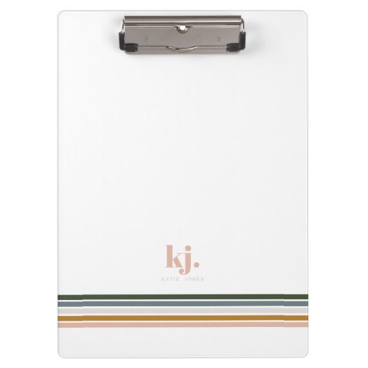 Monogram Chic Retro Stripes Klembord (Voorkant)