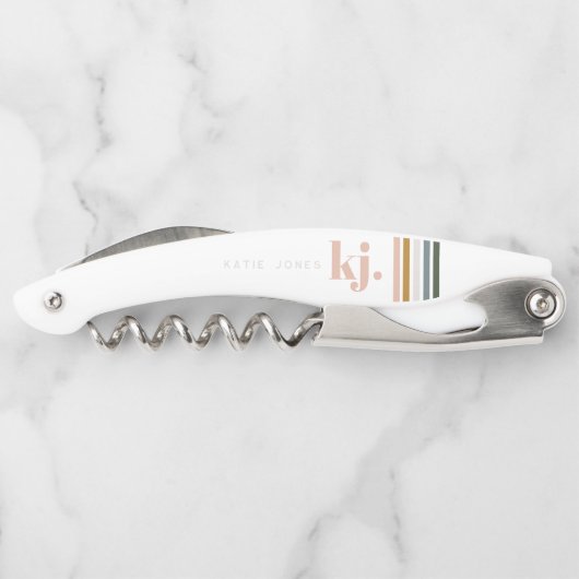 Monogram Chic Retro Stripes Kurkentrekker (Achterkant)