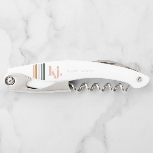 Monogram Chic Retro Stripes Kurkentrekker (Voorkant)