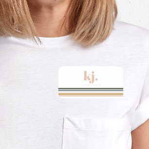 Monogram Chic Retro Stripes Naamplaatje