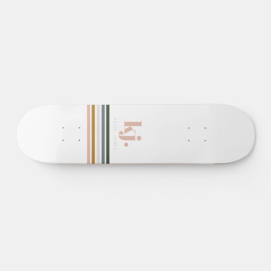 Monogram Chic Retro Stripes Persoonlijk Skateboard (Horizontaal)