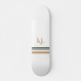 Monogram Chic Retro Stripes Persoonlijk Skateboard