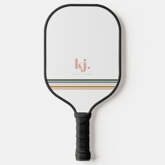 Monogram Chic Retro Stripes Pickleball Paddle (Voorkant)