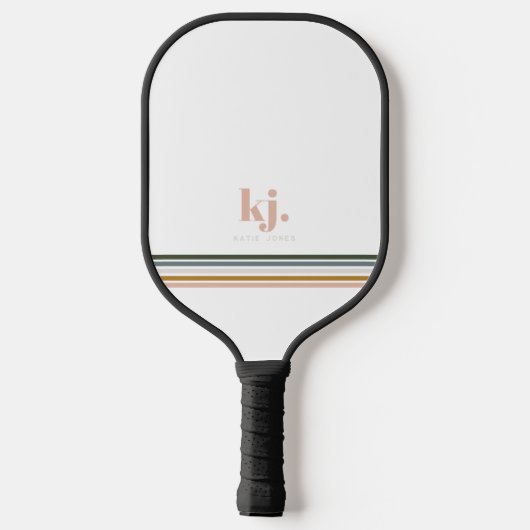 Monogram Chic Retro Stripes Pickleball Paddle (Achterkant)