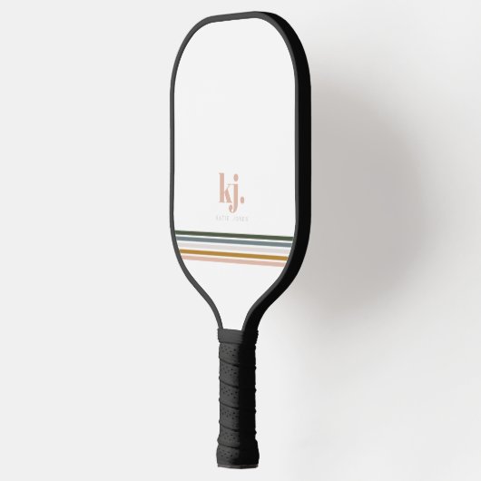 Monogram Chic Retro Stripes Pickleball Paddle (Links)