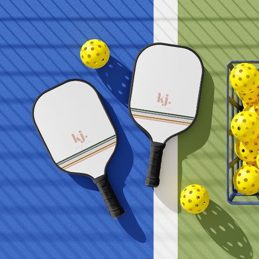 Monogram Chic Retro Stripes Pickleball Paddle