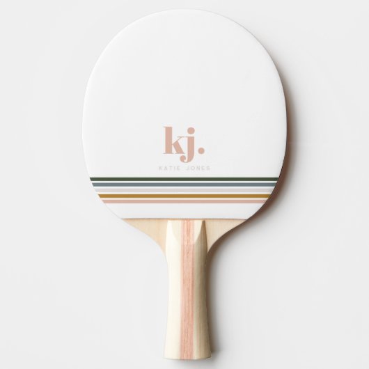 Monogram Chic Retro Stripes Tafeltennisbatje (Voorkant)