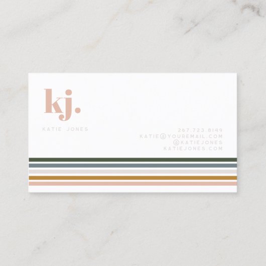 Monogram Chic Retro Stripes Visitekaartje (Achterkant)