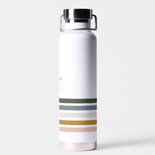 Monogram Chic Retro Stripes Waterfles (Achterkant)