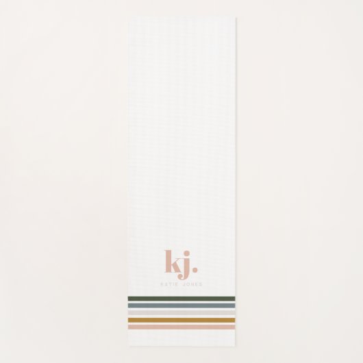 Monogram Chic Retro Stripes Yogamat (Voorkant)
