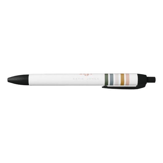 Monogram Chic Retro Stripes Zwarte Inkt Pen (Bodem)