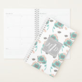 Monogram Chic Roze Bloem Planner Ontwerp (Display)