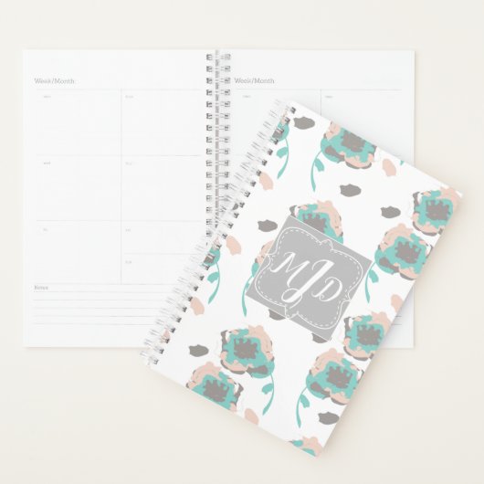 Monogram Chic Roze Bloem Planner Ontwerp (Display)