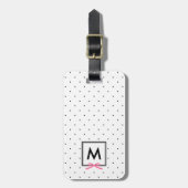 Monogram Chic Roze Lint Polka Dot Bagagelabel (Voorkant verticaal)