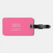 Monogram Chic Roze Lint Polka Dot Bagagelabel (Achterkant horizontaal)