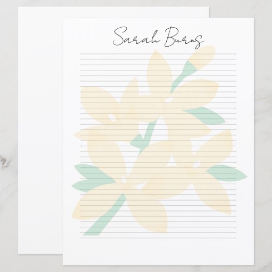 Monogram Chic Script Naam Briefpapier (Voorkant / Achterkant)