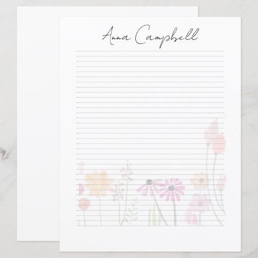 Monogram Chic Script Naam Briefpapier (Voorkant / Achterkant)