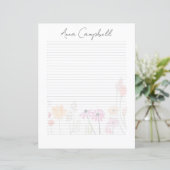 Monogram Chic Script Naam Briefpapier (Staand voorkant)