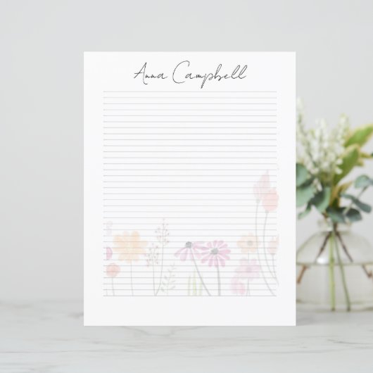 Monogram Chic Script Naam Briefpapier (Staand voorkant)