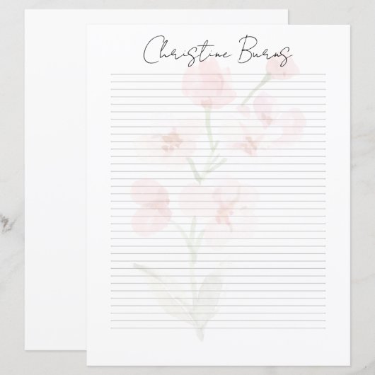 Monogram Chic Script Naam Briefpapier (Voorkant / Achterkant)