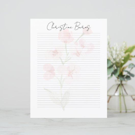 Monogram Chic Script Naam Briefpapier (Staand voorkant)