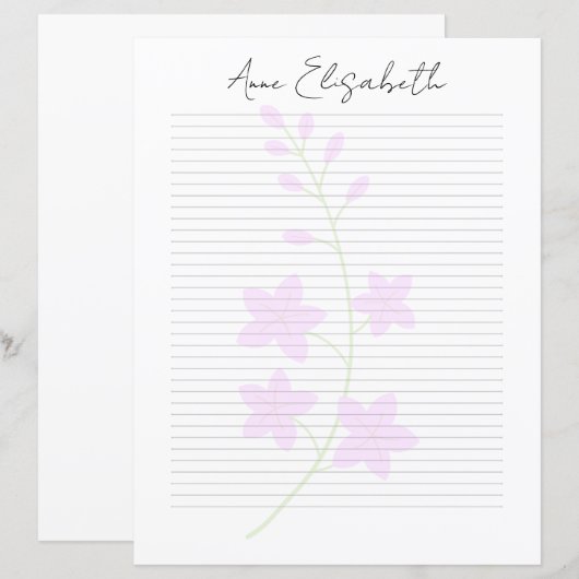 Monogram Chic Script Naam Briefpapier (Voorkant / Achterkant)