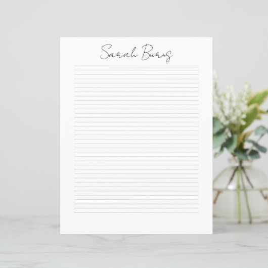 Monogram Chic Script Naam Briefpapier (Staand voorkant)