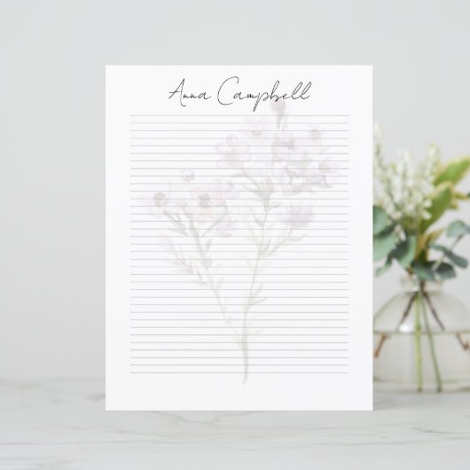 Monogram Chic Script Naam Briefpapier (Staand voorkant)