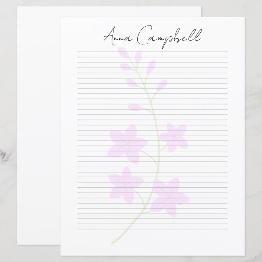 Monogram Chic Script Naam Briefpapier (Voorkant / Achterkant)