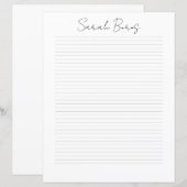 Monogram Chic Script Naam Briefpapier (Voorkant / Achterkant)