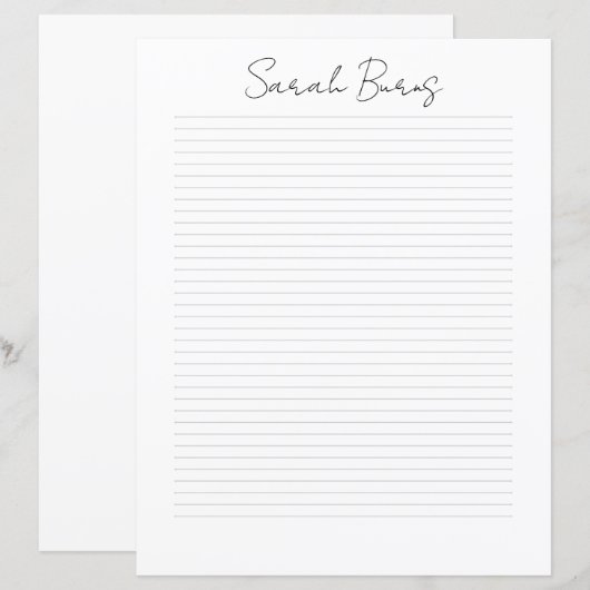 Monogram Chic Script Naam Briefpapier (Voorkant / Achterkant)