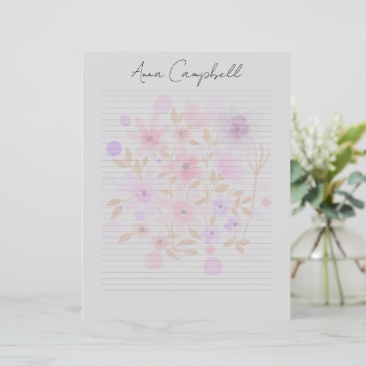 Monogram Chic Script Naam Briefpapier (Staand voorkant)