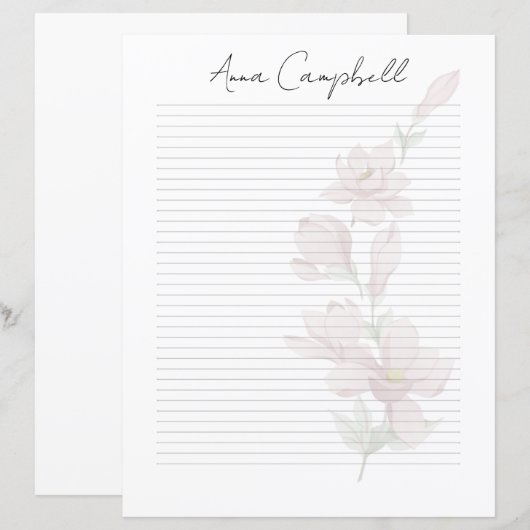 Monogram Chic Script Naam Briefpapier (Voorkant / Achterkant)