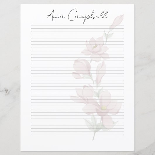 Monogram Chic Script Naam Briefpapier (Voorkant)