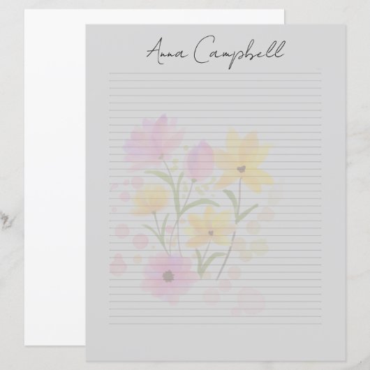 Monogram Chic Script Naam Briefpapier (Voorkant / Achterkant)